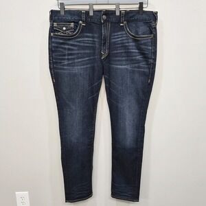 True Religion Geno Relaxed Slim‎ Jeans Men Size 44 Dark Wash Flap Pocket Stretch